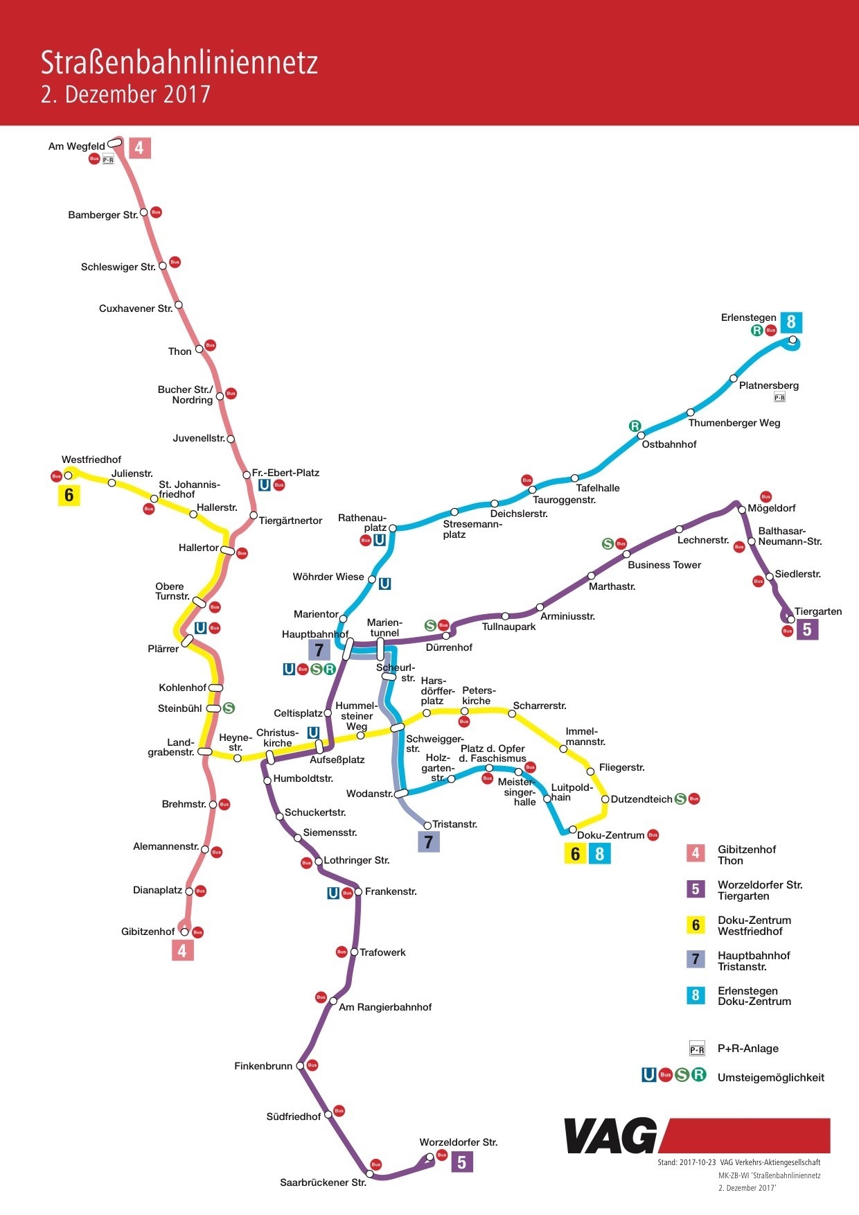 Plan für das Straßenbahnnetz.