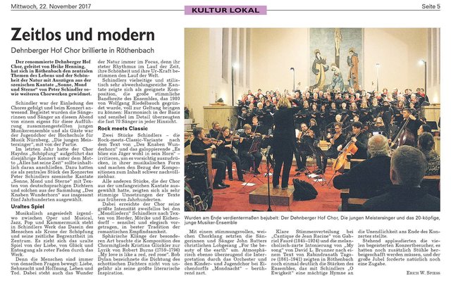 Der Artikel erschienen in der Pegnitzzeitung am 27. November 2017. (Foto: Erich W. Spieß)