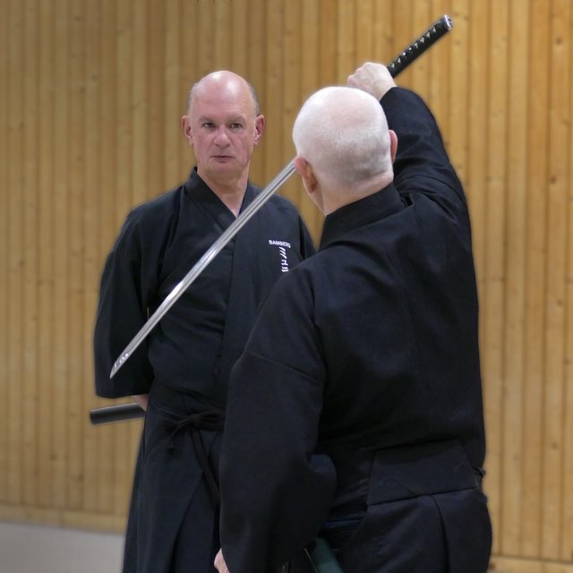 Rudi Müller, Präsident des Bayerischen Iaido Bundes und Wim van Mourik