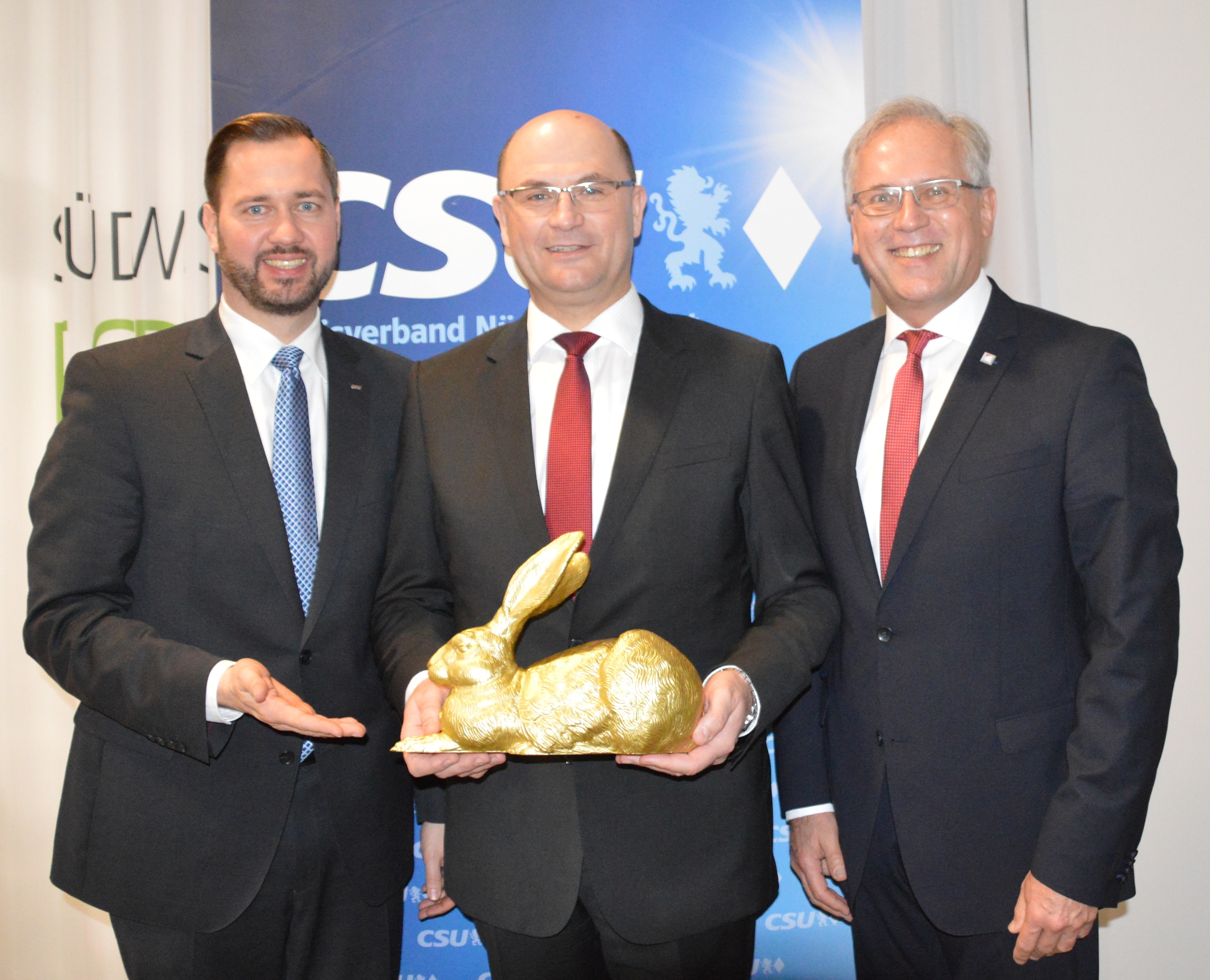 Gruppenbild nach dem Empfang (v.l.) Jochen Kohler, Albert Füracker und Richard Bartsch.