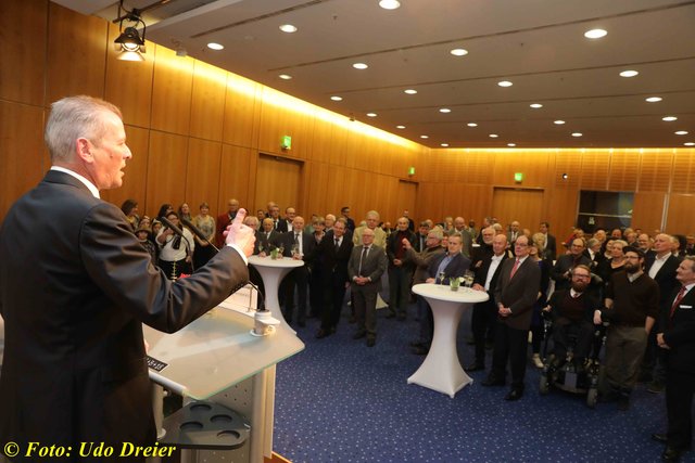 Ansprache von Oberbürgermeister Dr. Ulrich Maly am Mittwoch, 10. Januar 2018, beim Neujahrsempfang der Stadt Nürnberg im Foyer des NCC-West der NürnbergMesse. | Foto: Udo Dreier