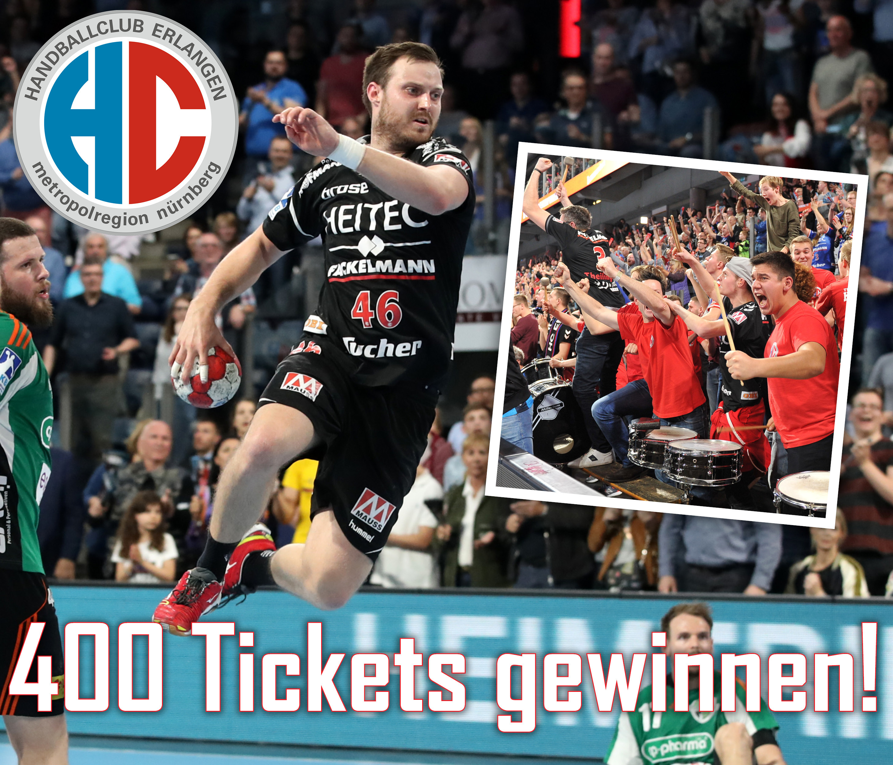 Wir legen nochmal nach: Ganze 400 Tickets verlosen wir nochmal für das Bergspiel des HC Erlangen.