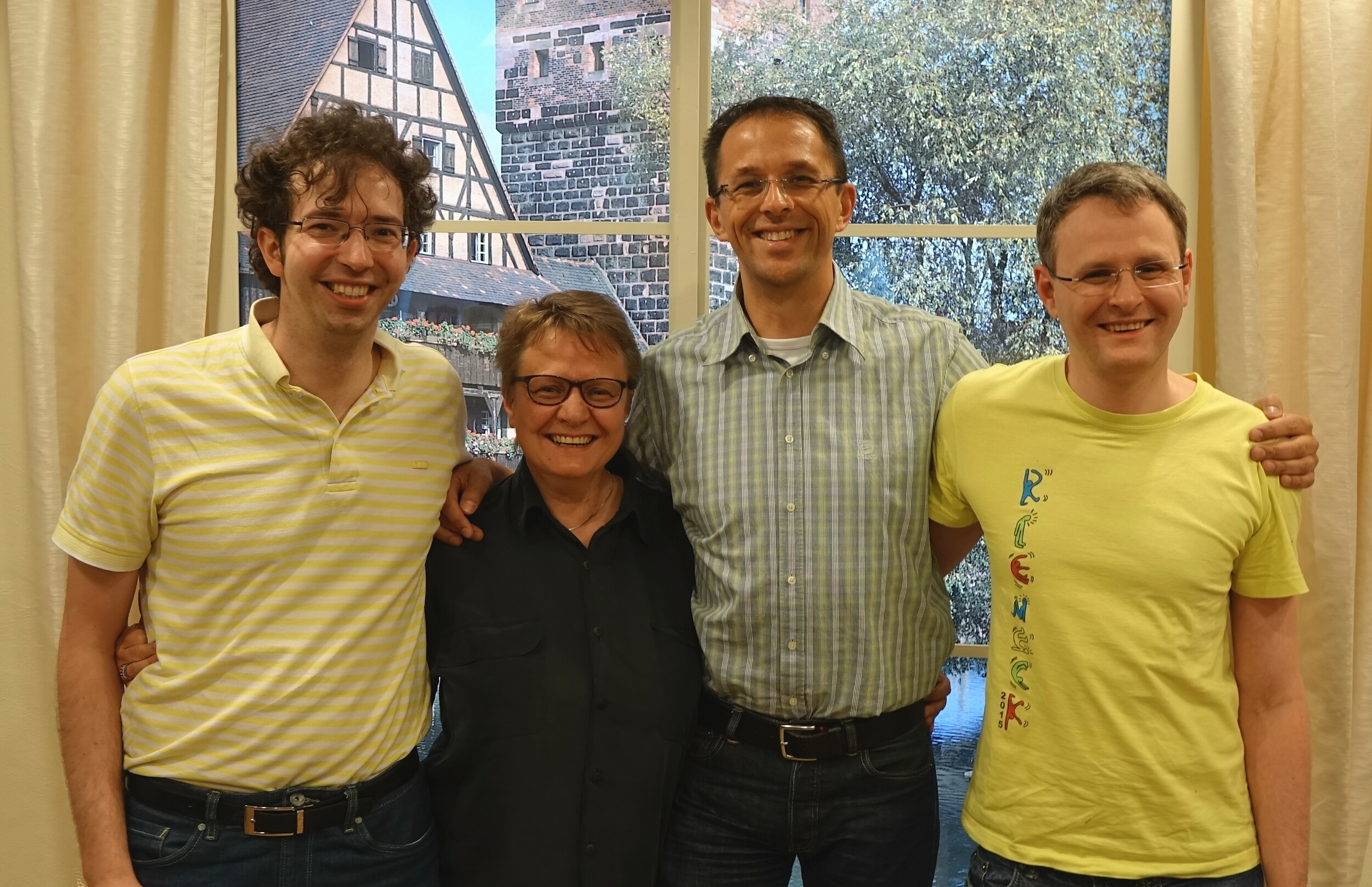 Fränkische Team-Meister 2018: Christine Kraus und Michael Thomsen (beide BC Museum), eingerahmt von Niko Römer und Oleg Galimov aus München
