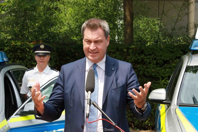 Bayerns Ministerpräsident Markus Söder beim 1. Tag der Bayerischen Polizei. | Foto: Udo Dreier