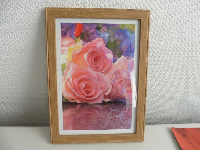 Aquarell Rosen, zum Einzug von Frau Dr. Thomas, gemalt Gunter Kaufmann