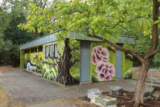 M.Dixon, von der Jugendgruppe Hardhöhe, schuf das einzigartige Graffiti.