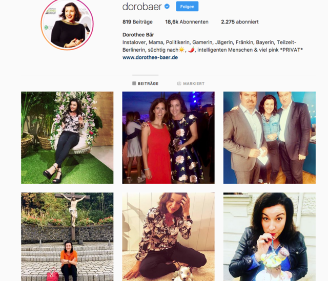 Der Instagram-Auftritt der Ministerin präsentiert sich bunt, lebendig, fröhlich. | Foto: Instagramm/dorobaer