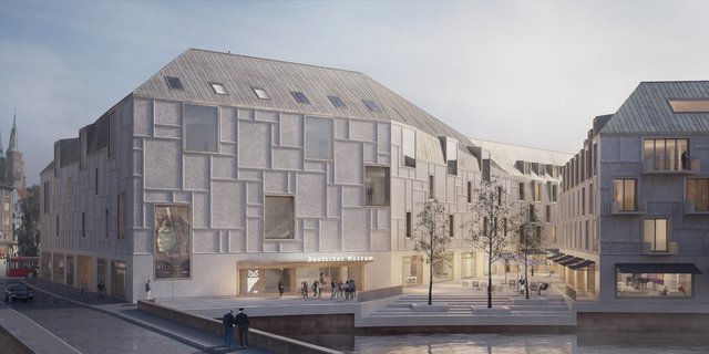 Direkt an der Pegnitz: So wird das Deutsche Museum Nürnberg von außen aussehen. | Foto: staab Architekten Berlin