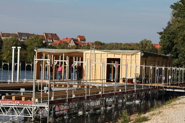 Richtfest für den Neubau der Energie- und Umweltstation auf dem Wöhrder See. | Foto: Udo Dreier