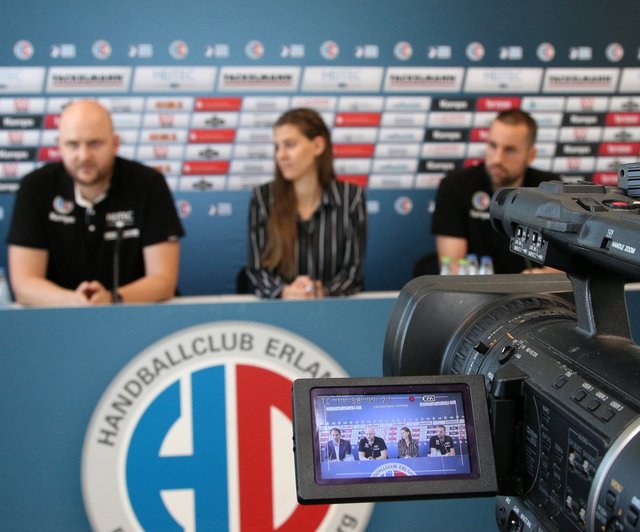 (© Foto: HJKrieg, Erlangen) – Pressekonferenz zum Topspiel HC Erlangen gegen die SG Flensburg-Handewitt