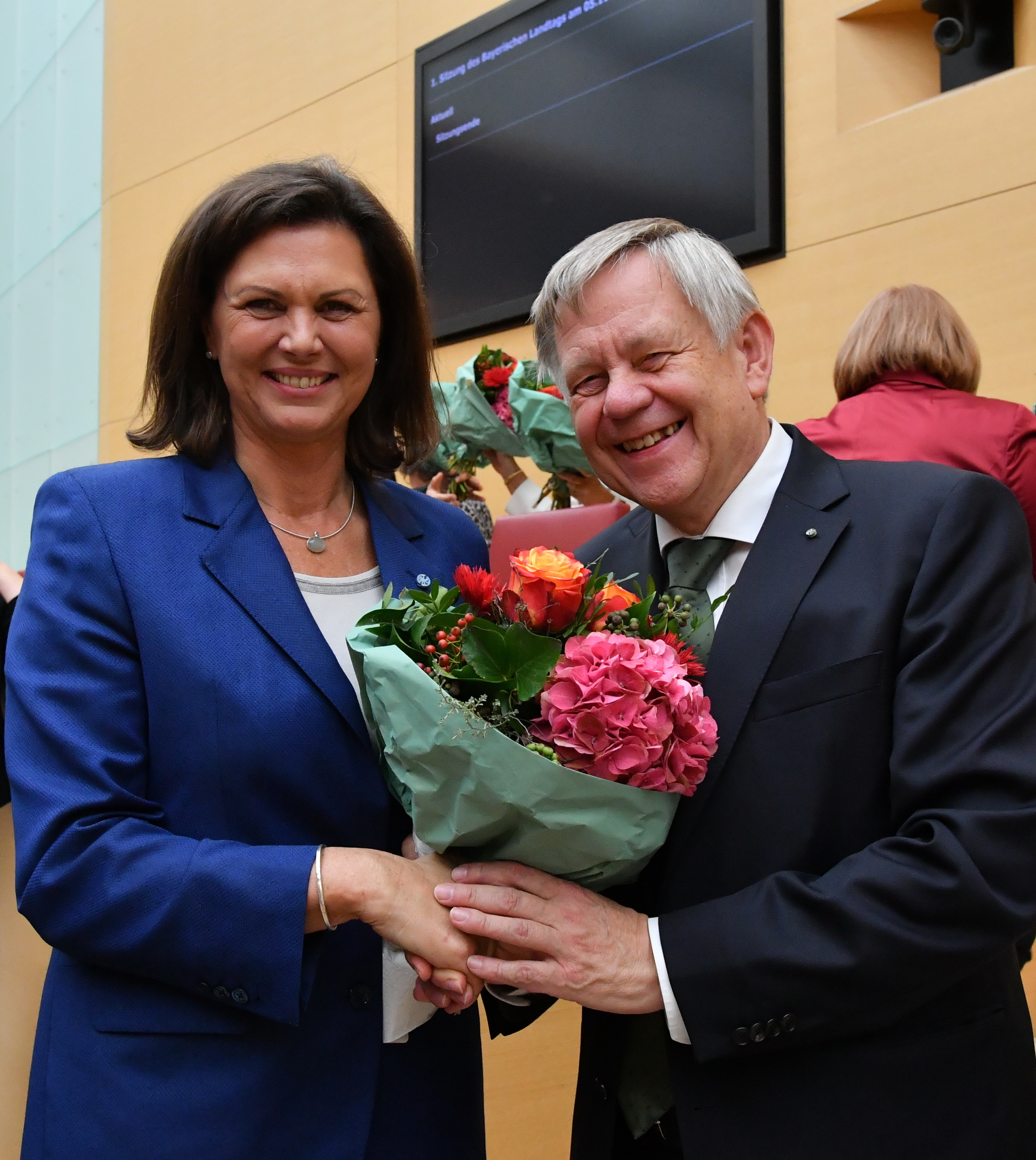 Haben beide Grund zur Freude: Landtagspräsidentin Ilse Aigner und ihr Erster Stellvertreter Karl Freller.