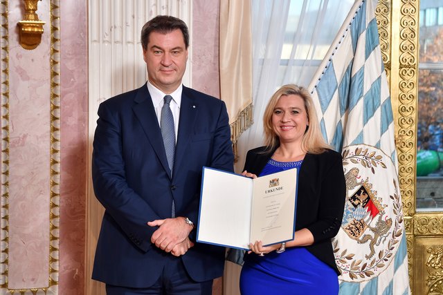Ministerpräsident Dr. Markus Söder, MdL, und Melanie Huml, MdL, Staatsministerin für Gesundheit und Pflege. | Foto: Joerg Koch/ Bayerische Staatskanzlei