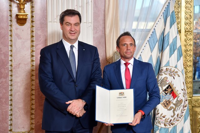 Ministerpräsident Dr. Markus Söder, MdL, und Thorsten Glauber, MdL, Staatsminister für Umwelt und Verbraucherschutz. | Foto: Joerg Koch/ Bayerische Staatskanzlei