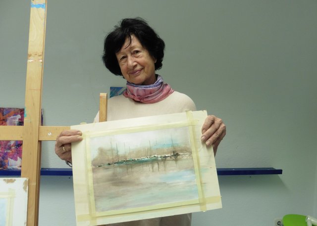 Doris Posseltd mit Ihrem vollendeten Aquarell, Gratulation!