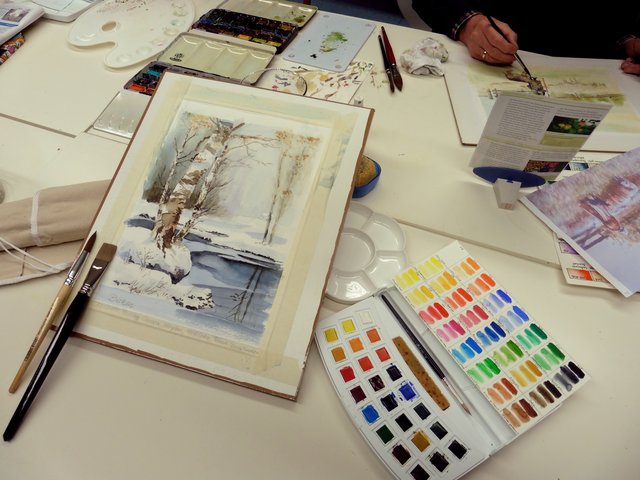 Maria Hertel, Birke im Winter Aquarell VHS Röthenbach. Herzlichen Glückwunsch!