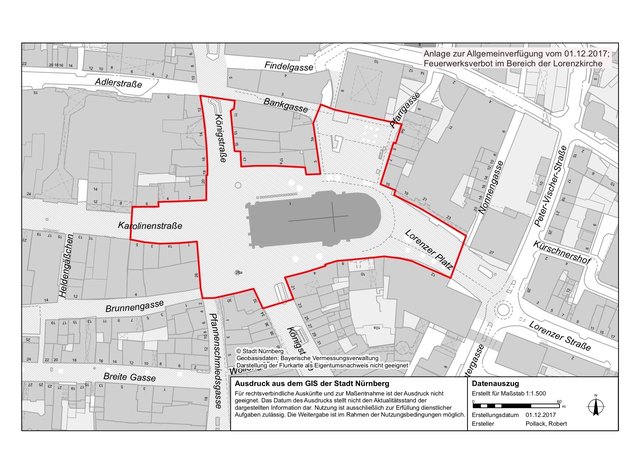 Verbotsbereich rund um die Lorenzkirche. | Foto: Stadt Nürnberg