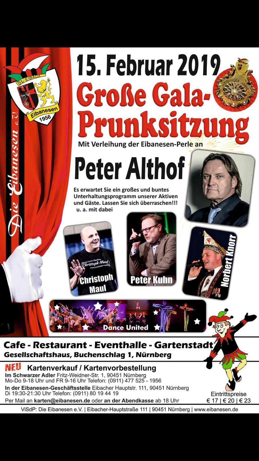Große Gala-Prunksitzung der Eibanesen. Der MarktSpiegel verlost insgesamt 10 Eintrittskarten.