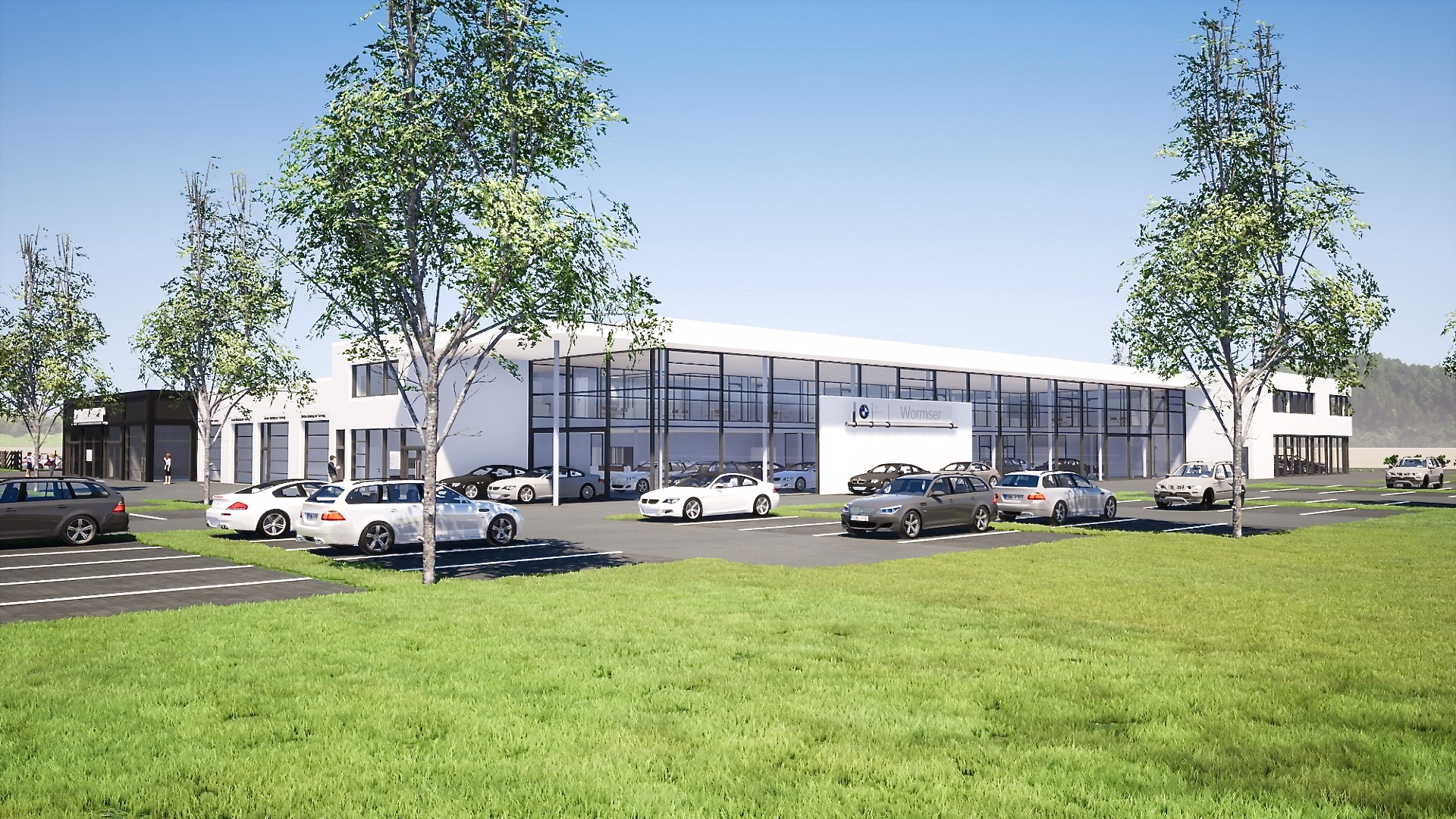Bis zum Frühjahr 2020 soll das neue Autohaus – hier eine Animation – fertig sein. Foto: BMW Autohaus Wormser GmbH