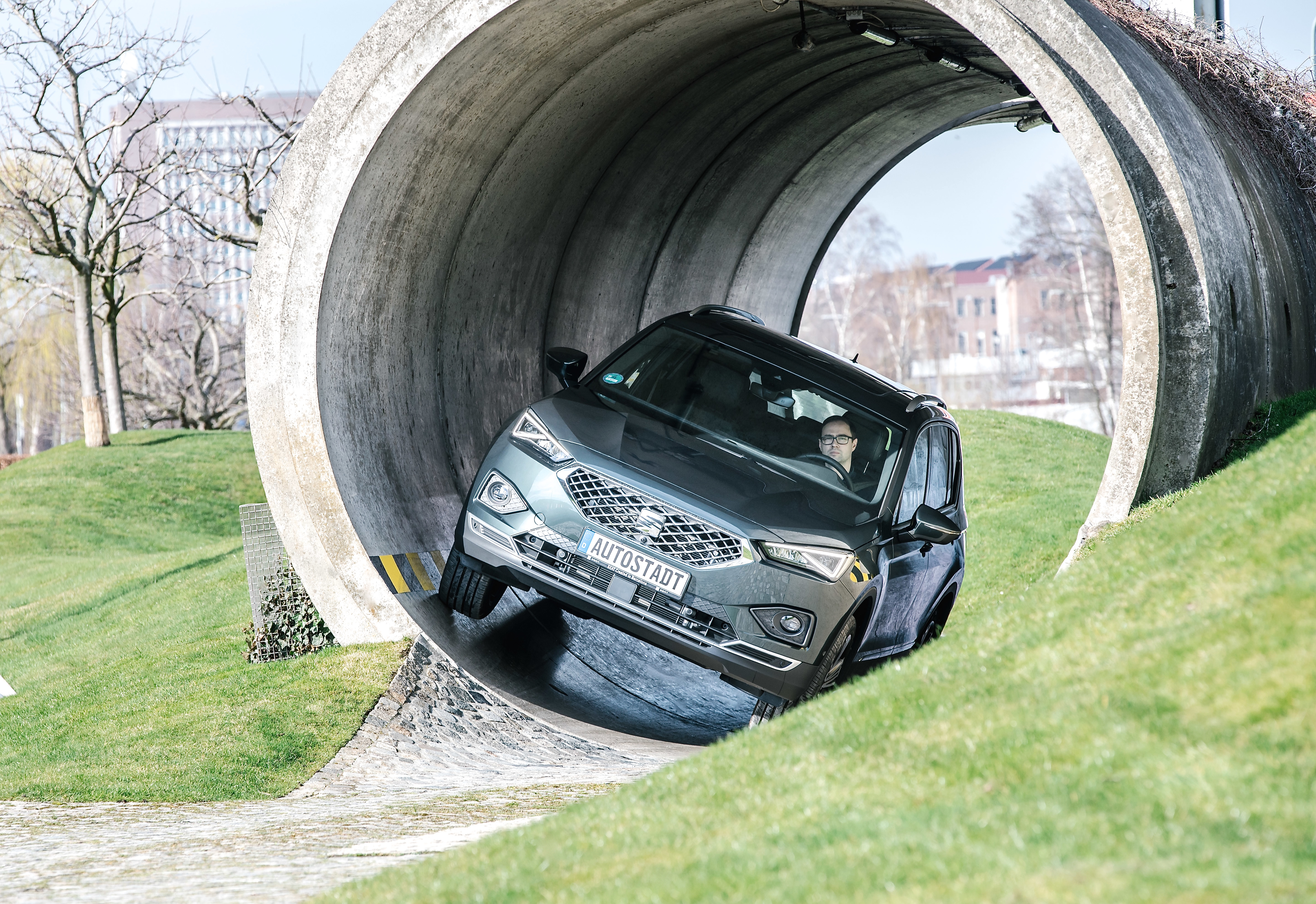 Seat Tarraco auf dem Geländeparcours der Autostadt.
Foto: Auto-Medienportal.Net/Autostadt