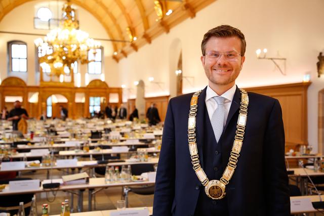 Oberbürgermeister Marcus König bei der konstituierenden Stadtratssitzung am 11. Mai 2020.  | Foto: Giulia Iannicelli/Stadt Nürnberg