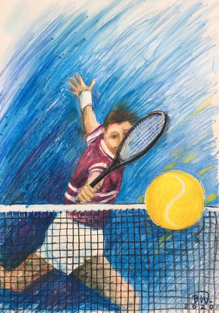 Das Motiv zeigt einen dynamischen Tennisspieler während der Schlagphase in einem großen Ausfallschritt. | Foto: Fabian Reisch