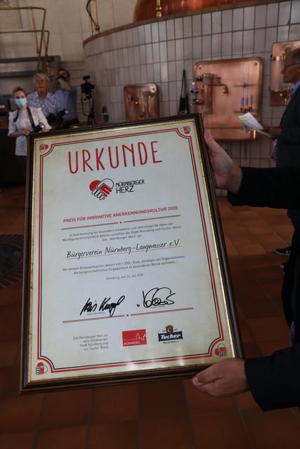 Urkunde für den Bürgerverein Nürnberg-Langwasser e.V. | Foto: John R. Braun