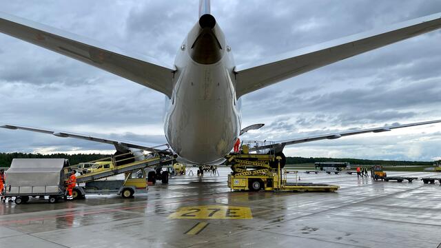 Mit dem Neos-Flug NO753 geht vorerst die Lieferkette zwischen dem chinesischen Peking und Nürnberg zu Ende. | Foto: Christian Albrecht/Airport Nürnberg