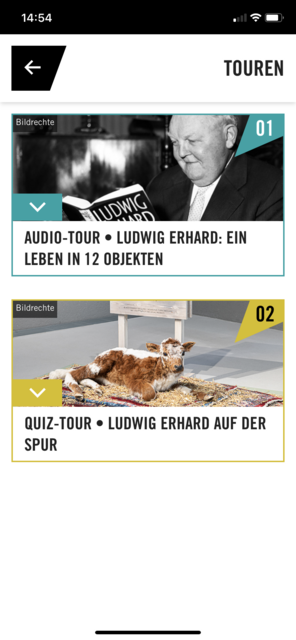 Zu den beiden ersten Touren werden weitere hinzugefügt. 
Screenshot: LEZ-App
