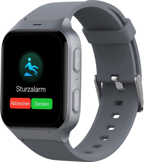 Smartwatch mit automatischer Sturzerkennung. Sicherheitsuhr und Notrufservice „JohanniterCall“ sorgen für schnelle und professionelle Erste Hilfe bei einem Sturz oder akuten Gesundheitsproblemen.
