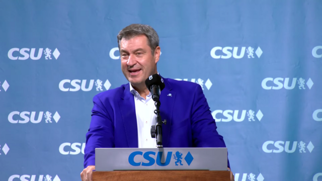 Ministerpräsident Dr. Markus Söder: ,,Wir haben ernste Zeiten, der Trend ist nicht gut. Aufgabe ist, den Trend zu brechen." | Foto: CSUimStadion/Screenshots/nf