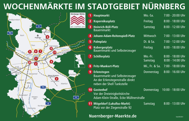 Alle Wochenmärkte im Nürnberger Stadtgebiet.