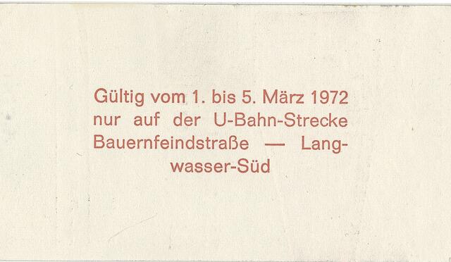 Fahrschein für die erste U-Bahnstrecke nach Langwasser.  | Foto: VAG-Archiv