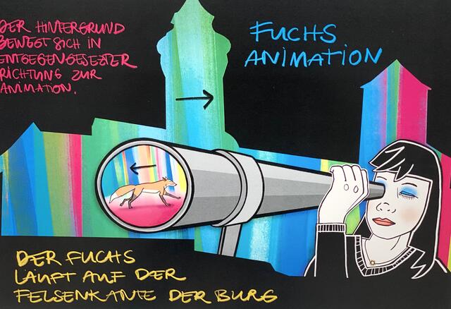 Entwürfe für die Burgprojektion von Sascha Banck.  | Foto: Nicole Fuchsbauer