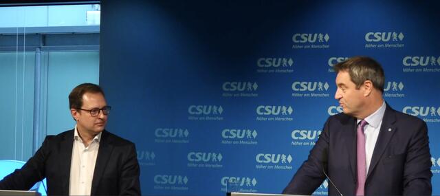 Ministerpräsident Dr. Markus Söder (r.) stellt Dr. Martin Huber vor. | Foto: bayern.de/screenshot/nf