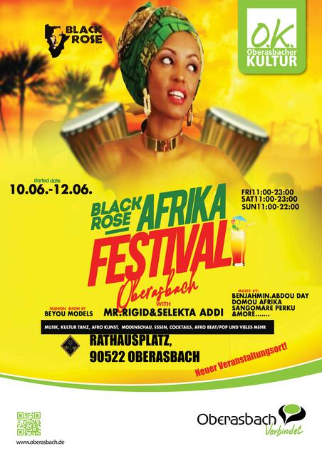 Das Afrika Festival in Oberasbach - vom 10. bis 12. Juni 2022.
Plakat: Stadt Oberasbach