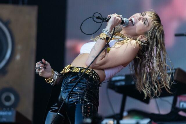 US-Sängerin Miley Cyrus beim Glastonbury Festival 2019. | Foto: Yui Mok/PA Wire/dpa