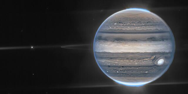 Dieses von der NASA zur Verfügung gestellte Bild zeigt ein Falschfarbenkompositbild des Jupiter, das vom James Webb Space Telescope aufgenommen wurde.  | Foto: NASA/ESA/CSA/Jupiter ERS Team/image processing by Ricardo Hueso (UPV/EHU) and Judy Schmidt/AP/dpa