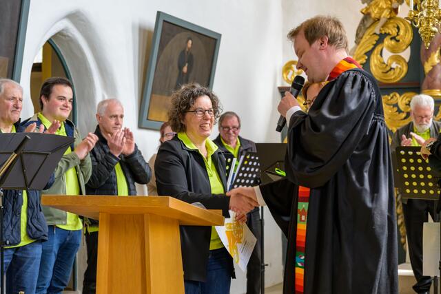 Posaunenchorleiterin Angela Ziegler und Pfarrer Klemens Lähnemann | Foto: Thomas Bärschneider