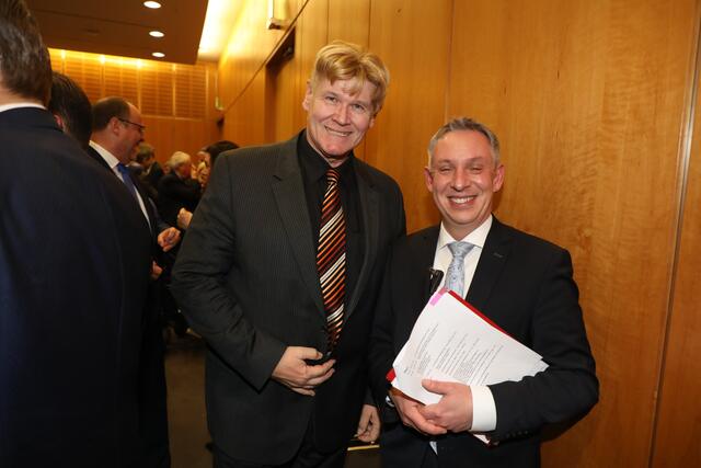 Neujahrsempfang der Stadt Nürnberg 2024 mit Jürgen Dörfler (Freie Wähler, li.) und Nürnbergs Protokollchef Christoph Böhmer.