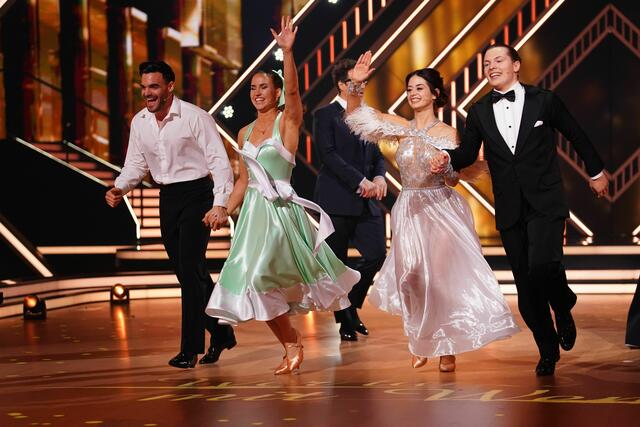 V.l.: Stefano Zarrella, Mariia Maksina, Malika Dzumaev und Gabriel Kelly. | Foto: RTL / Stefan Gregorowius