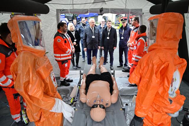 Im Mittelpunkt stand eine Gefahrenlage durch chemische, biologische, radiologische oder nukleare Substanzen (sogenannte 'CBRN-Gefahrenlage'). | Foto: Matthias Merz/Bayerisches Innenministerium
