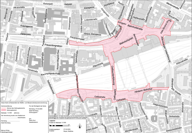Waffenverbotszone um den Hauptbahnhof. | Foto: © Stadt Nürnberg