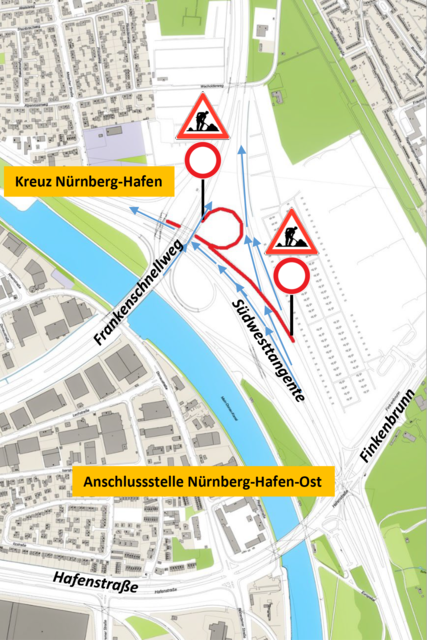 Hafenbruecken: Sperrung Rampe Frankenschnellweg auf Südwesttangente. | Foto: © Stadt Nürnberg/Winkel, Andre