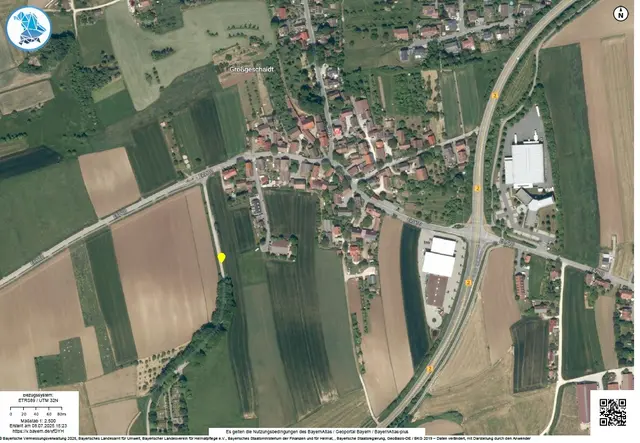 Standort unbekannter Zeuge (gelbe Markierung).  | Foto: © Polizeipräsidium Mittelfranken