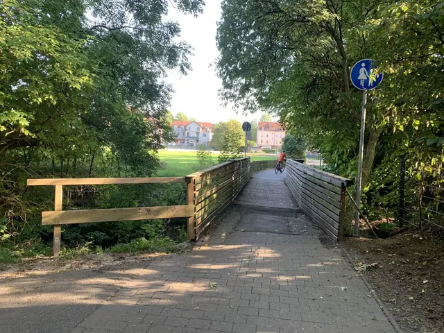 Schmal und provisorisch ausgebessert: So sieht der Henseltsteg aktuell aus.  | Foto: Stadt Schwabach