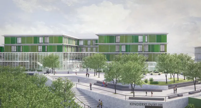 So soll das neue Kinderklinikum mit Geburtshilfe am Klinikum Nürnberg in Langwasser einmal aussehen.  | Foto: Simulation: Ludes Architekten