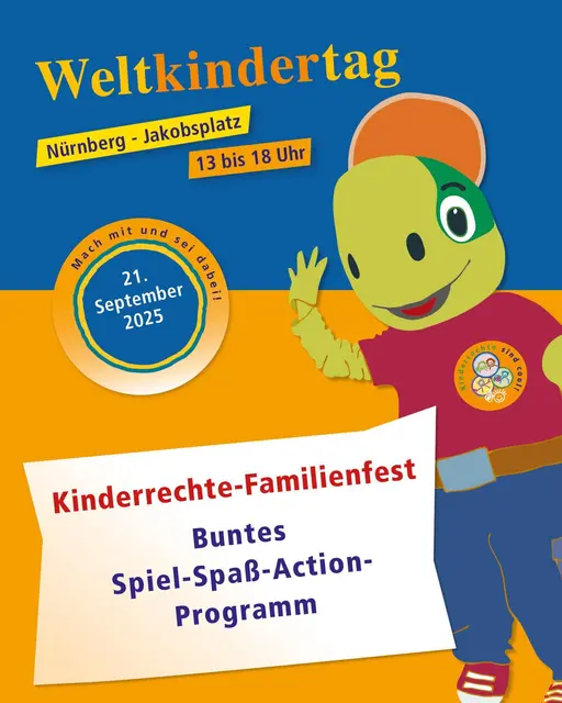 Plakatmotiv zur Weltkindertagsfeier am Sonntag, 21. September 2025, von 13 bis 18 Uhr auf dem Jakobsplatz. 

 | Foto:  Maja Fischer