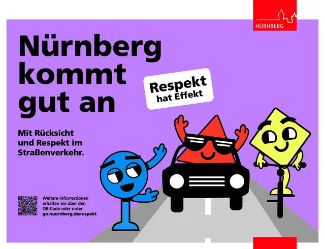 Eine mit dem Motto „Nürnberg kommt gut an!“ beklebte Straßenbahn bringt die Botschaft für ein respektvolles Miteinander sichtbar in den öffentlichen Raum. | Foto: Stadt Nürnberg/Verkehrsplanungsamt)