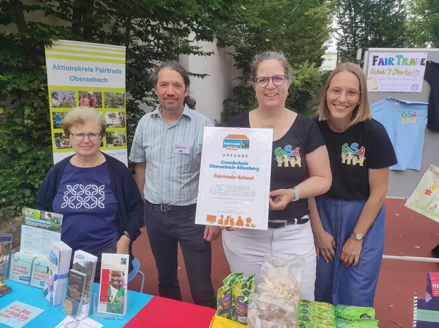 Die Grundschule Altenberg feierte zusammen mit dem Oberasbacher AK Fairtrade im Sommer die Auszeichnung als Fairtrade-Schule. | Foto: © Stadt Oberasbach