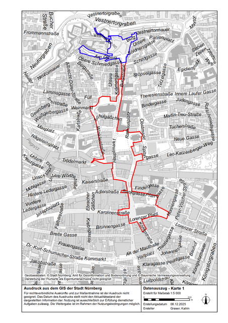 Feuerwerksverbot 2025: Königstrasse, Hauptmarkt, Burg. | Foto: Stadt Nürnberg / Ordnungsamt)